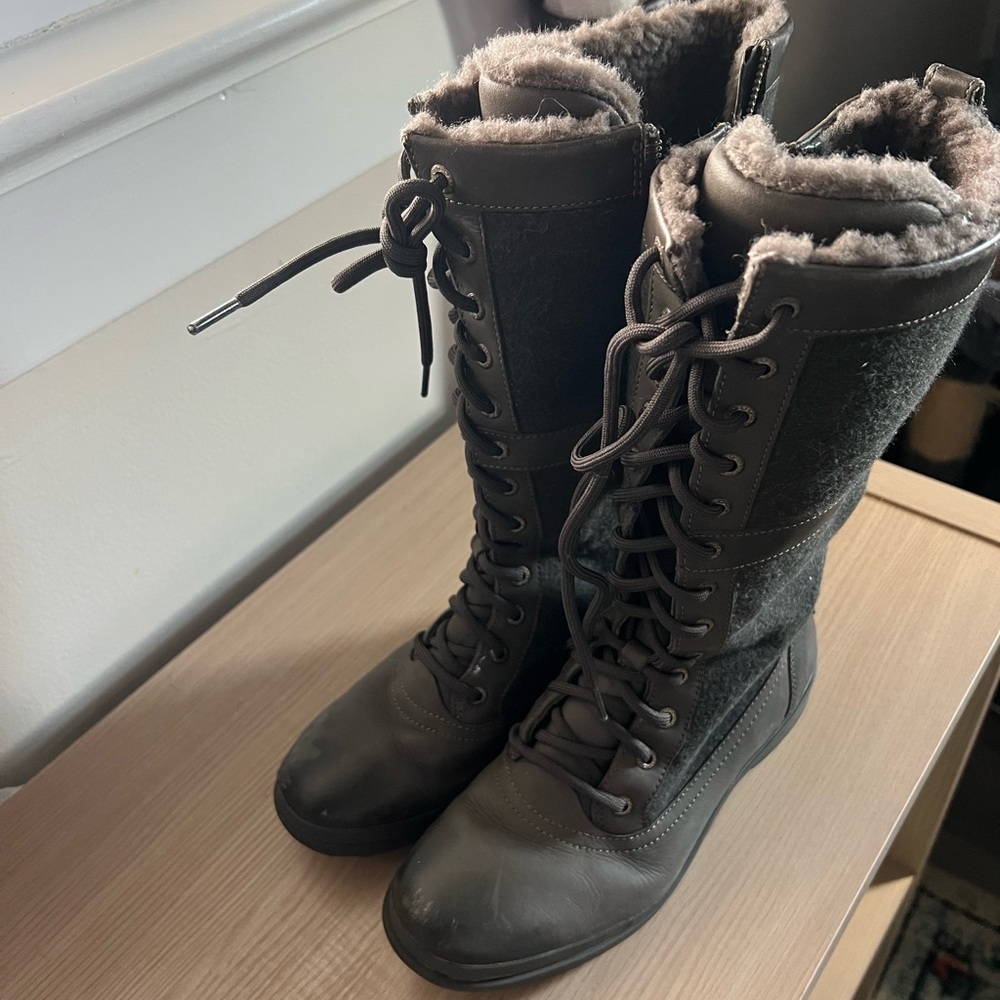 UGG Lace-Up Boots with Fur Lining